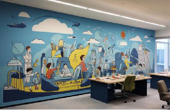 辰溪办公室墙绘的特点。